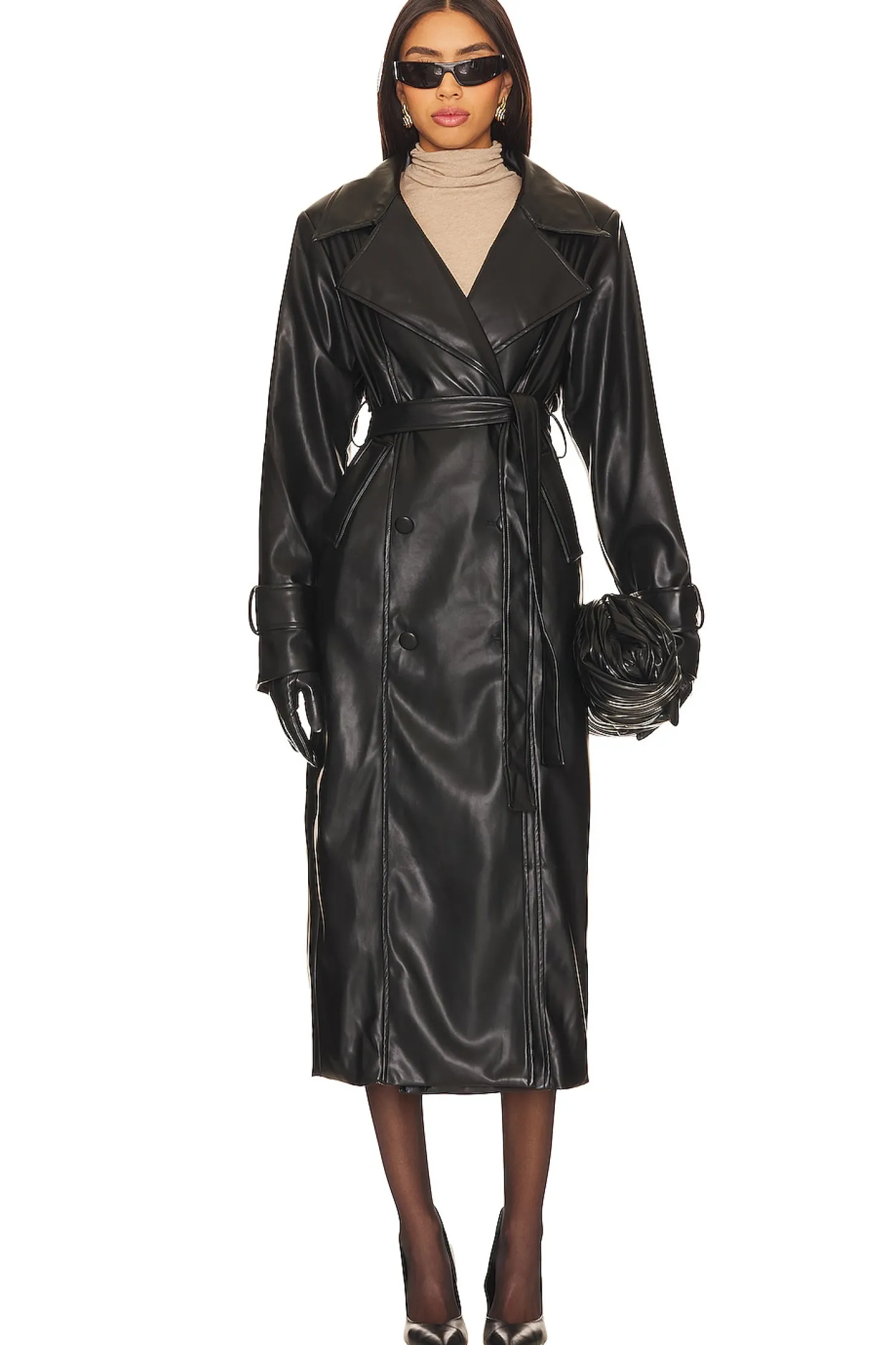 Tyra Faux Leather Trench