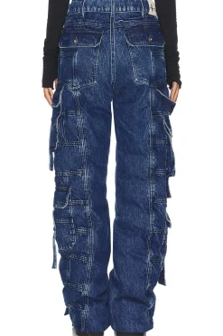 Unisex Denim Puffer Cargo Pants