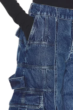 Unisex Denim Puffer Cargo Pants