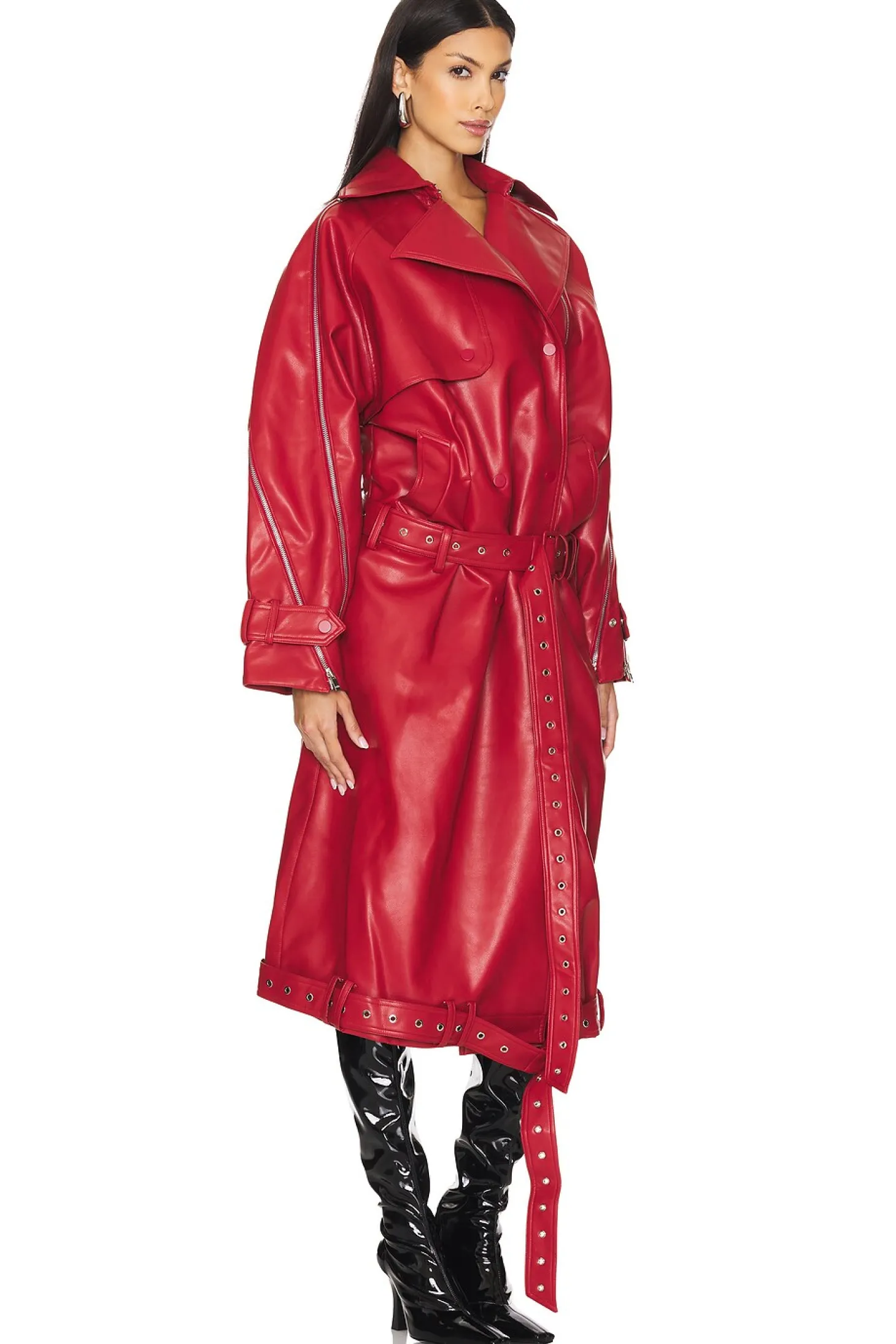 Vegan Leather Multi Zipped Biker Coat