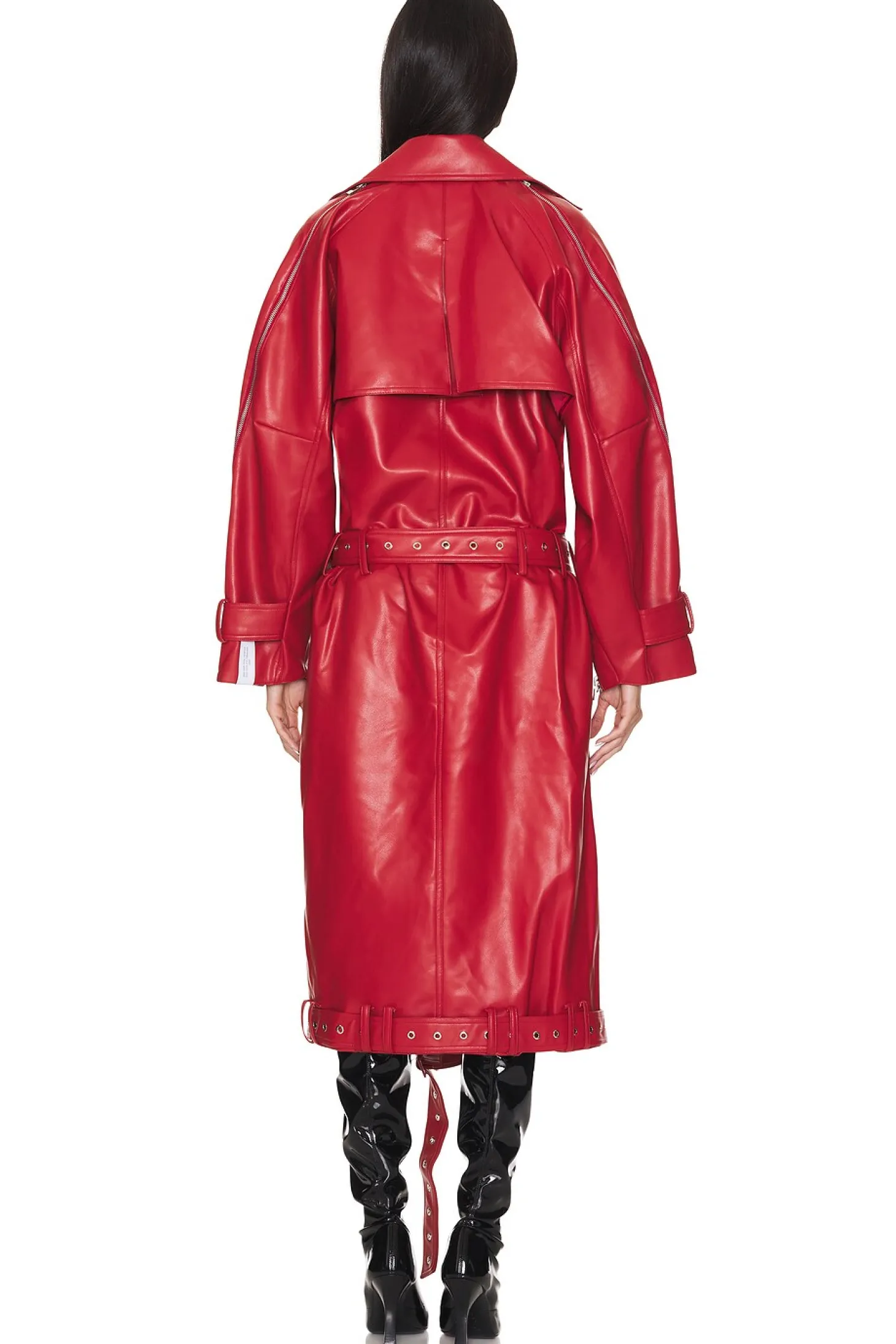 Vegan Leather Multi Zipped Biker Coat