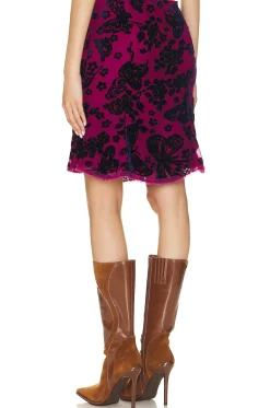 Velvet Burnout Low Rise Midi Skirt