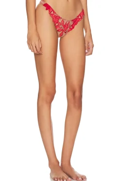 Velvet Lily Embroidery Thong