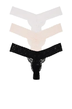 Violet Lace Thong 3 Pack