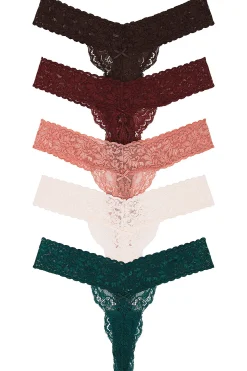 Violet Lace Thong 5 Pack