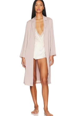 Washed Satin Notch Collar Robe