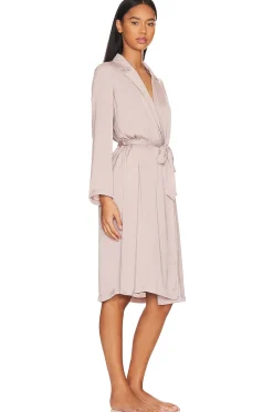 Washed Satin Notch Collar Robe
