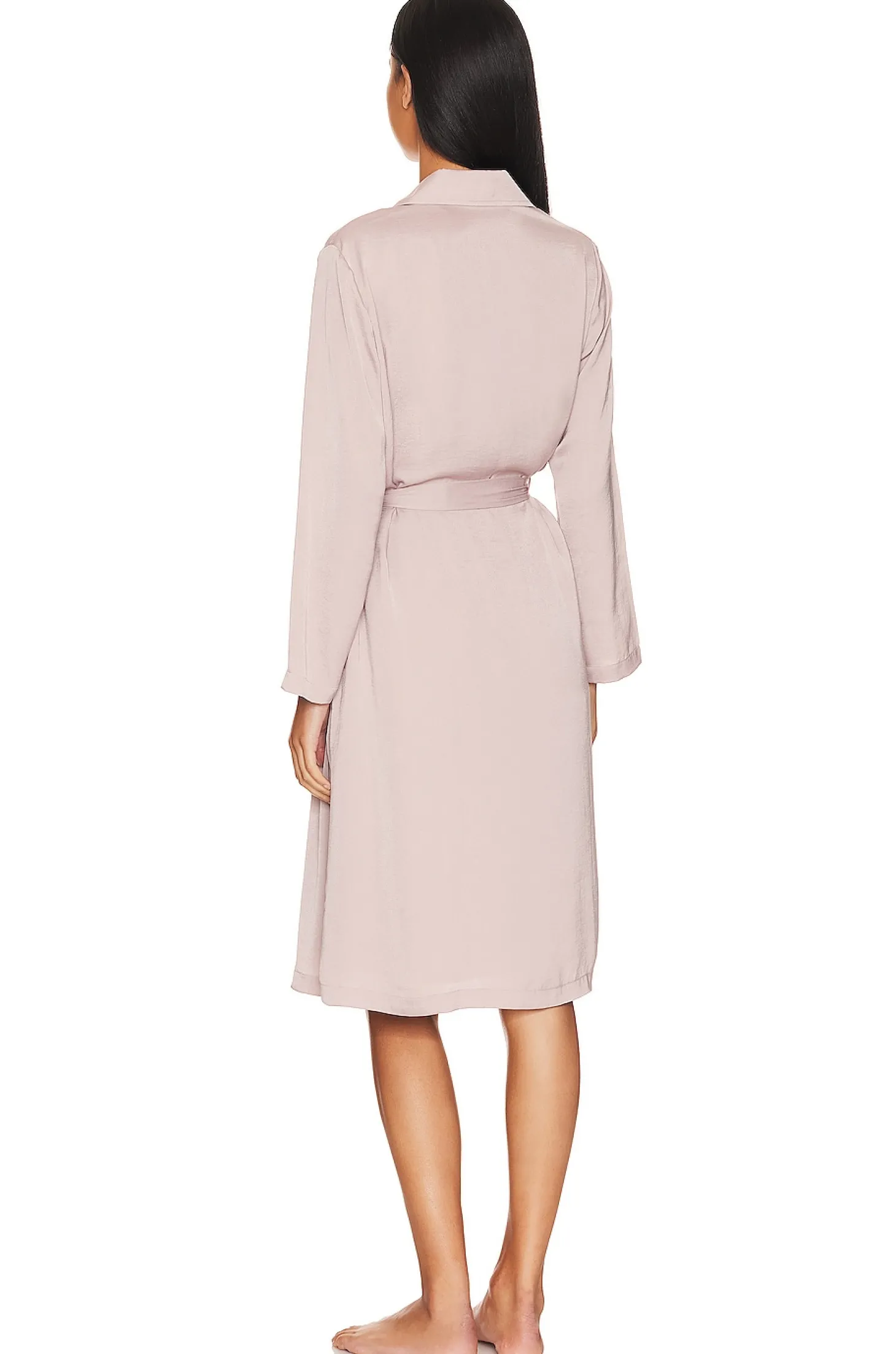 Washed Satin Notch Collar Robe