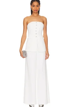 White Bandeau Crepe Jumpsuit