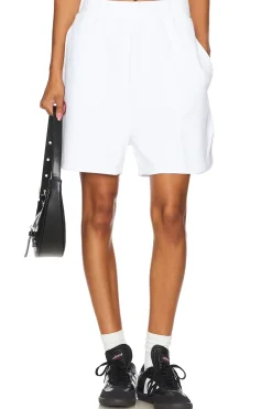 White Embroidered Fleece Shorts