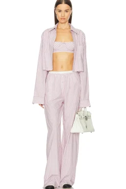 Wide Stripe Poplin Bra