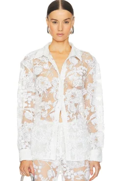 x REVOLVE Cara Embroidered Button Down Blouse