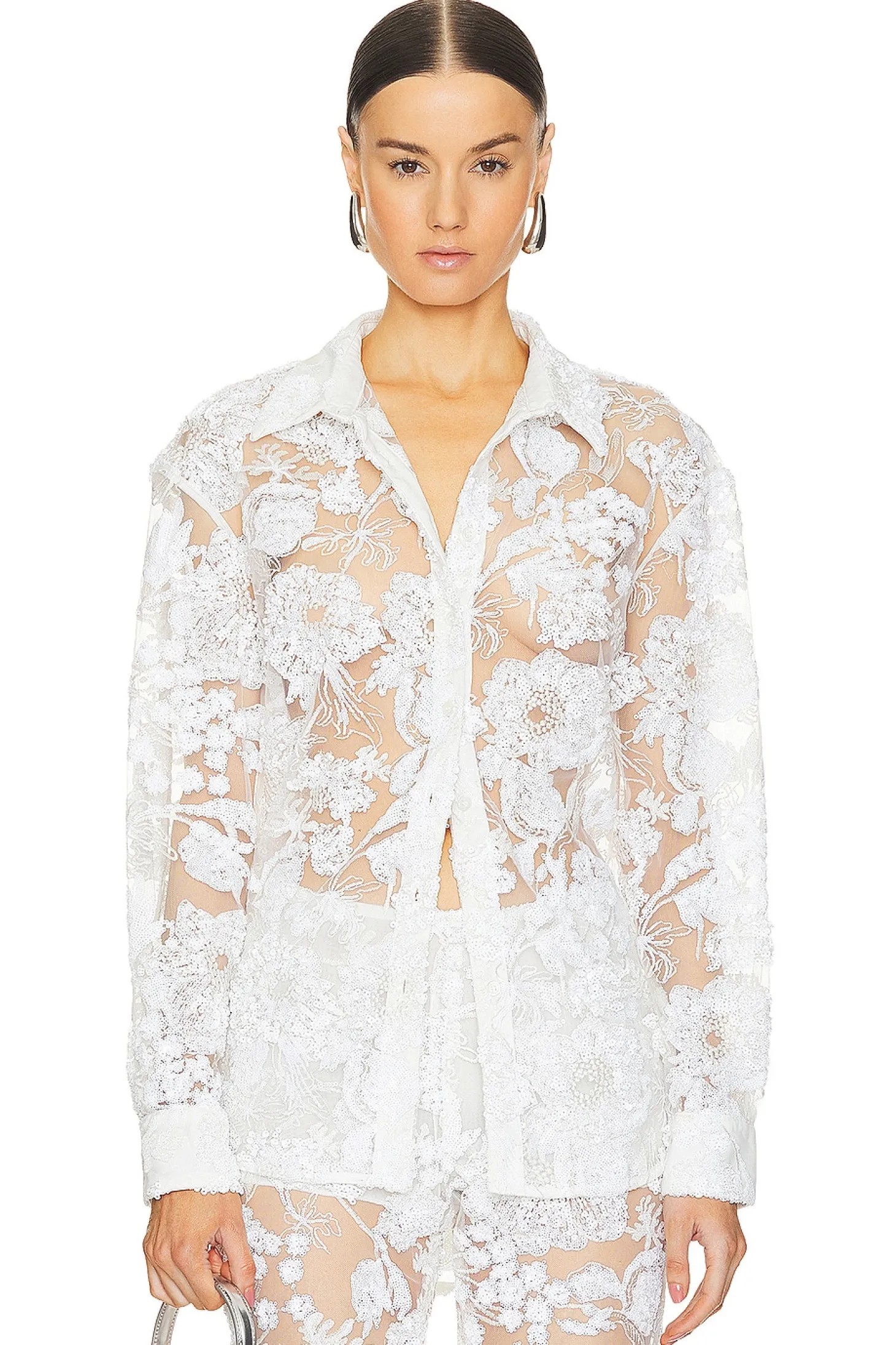 x REVOLVE Cara Embroidered Button Down Blouse