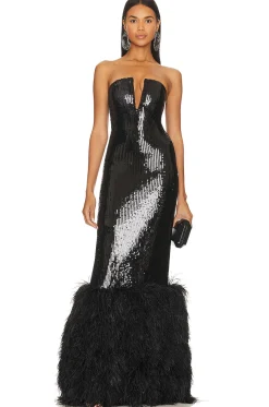 x REVOLVE Sequin And Feather Gown