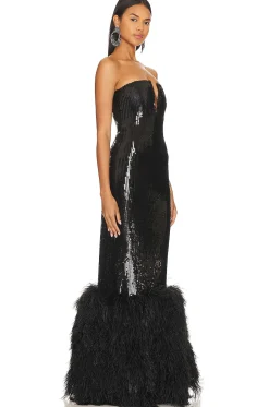 x REVOLVE Sequin And Feather Gown