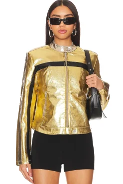 x REVOLVE x We The Free FAST LANE METALLIC Faux Leather Jacket