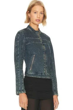 x We The Free Fast Lane Denim Moto Jacket