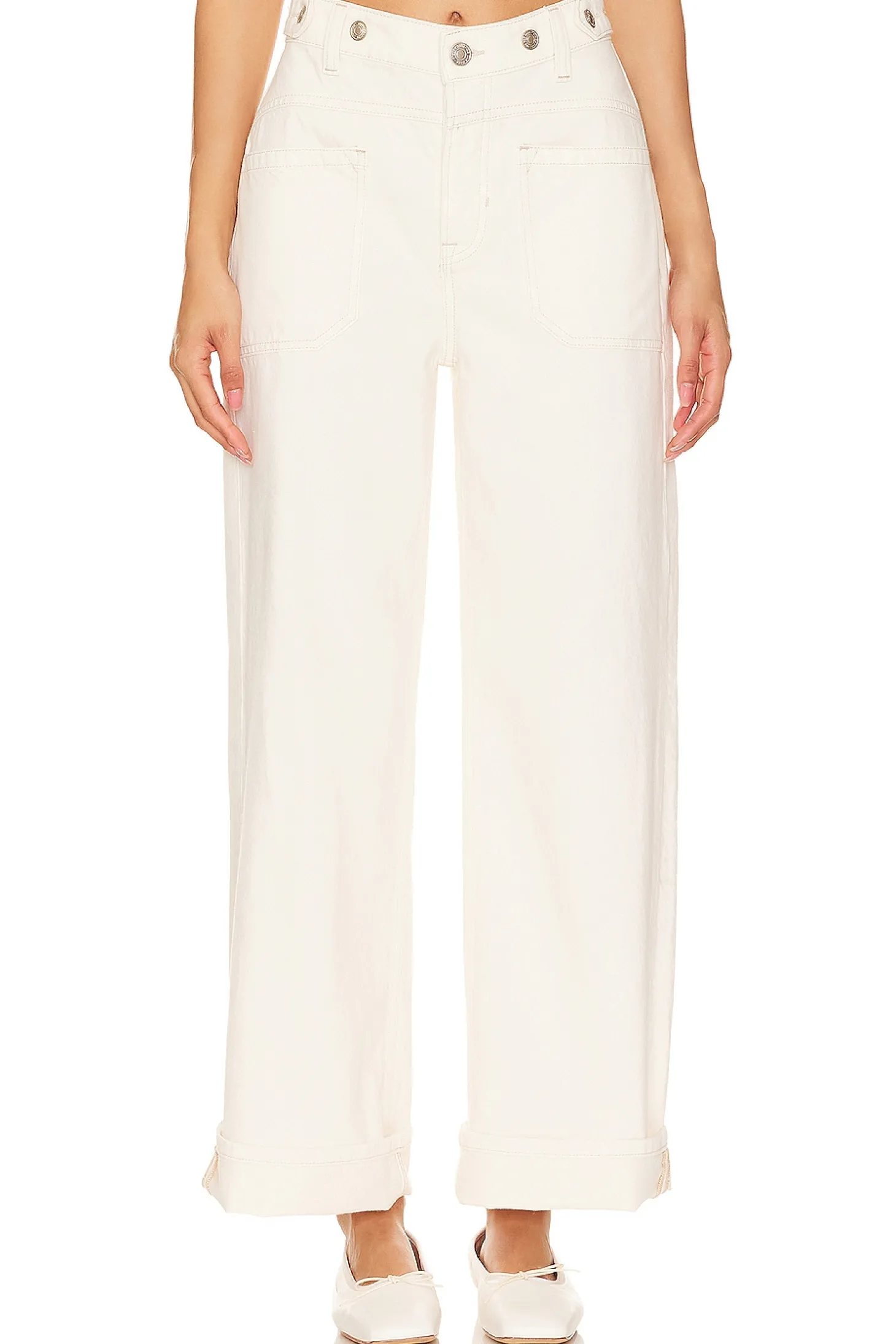 x We The Free Palmer Cuffed Wide Leg In Eggshell