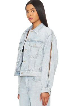 Zipped Sleeve Rounded Trucker Jacket
